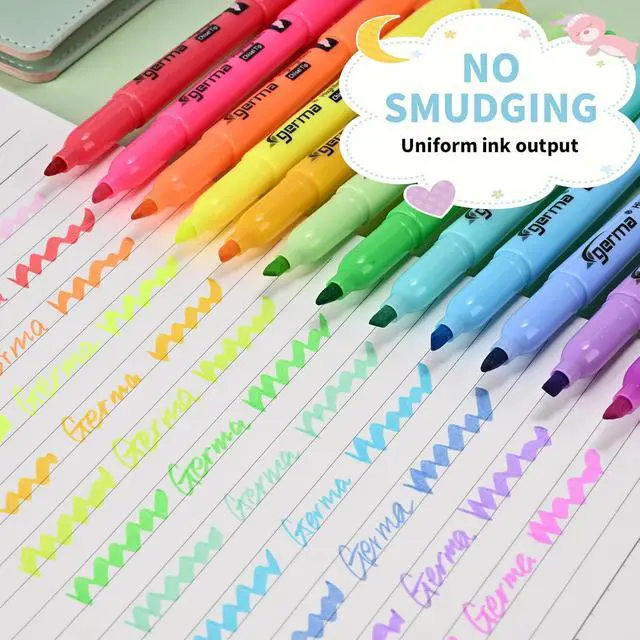 Alt view image 7 of 7 - Cgerma Highlighters Assorted Colors Set, 12 Pack, Chisel Tip Bright Colors, Dry Quickly Colored Highlighters for Journaling, Study Notes, School Office Supplies