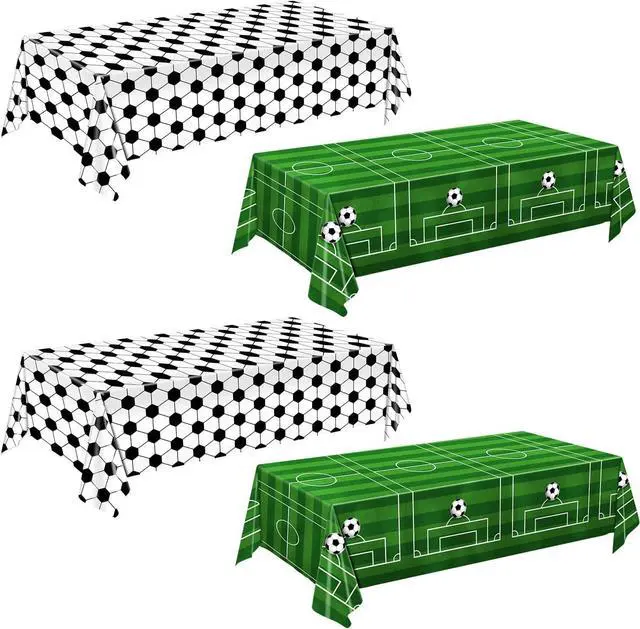 Main image of QIYANPAX 4 Pieces Soccer Tablecloths - Soccer Birthday Party Decorations Soccer Table Cloth Soccer Tablecloth Plastic Table Cover for Sports Soccer Theme Party Decorations, 54 x 108 Inch