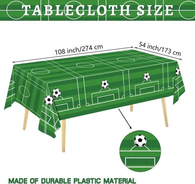 Alt view image 4 of 7 - QIYANPAX 4 Pieces Soccer Tablecloths - Soccer Birthday Party Decorations Soccer Table Cloth Soccer Tablecloth Plastic Table Cover for Sports Soccer Theme Party Decorations, 54 x 108 Inch