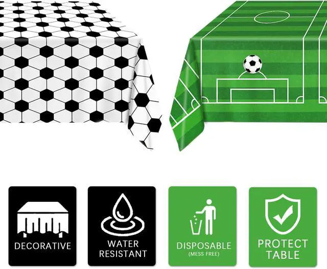 Alt view image 5 of 7 - QIYANPAX 4 Pieces Soccer Tablecloths - Soccer Birthday Party Decorations Soccer Table Cloth Soccer Tablecloth Plastic Table Cover for Sports Soccer Theme Party Decorations, 54 x 108 Inch