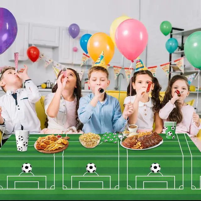 Alt view image 6 of 7 - QIYANPAX 4 Pieces Soccer Tablecloths - Soccer Birthday Party Decorations Soccer Table Cloth Soccer Tablecloth Plastic Table Cover for Sports Soccer Theme Party Decorations, 54 x 108 Inch