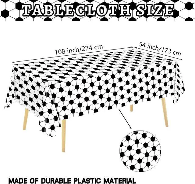Alt view image 3 of 7 - QIYANPAX 4 Pieces Soccer Tablecloths - Soccer Birthday Party Decorations Soccer Table Cloth Soccer Tablecloth Plastic Table Cover for Sports Soccer Theme Party Decorations, 54 x 108 Inch