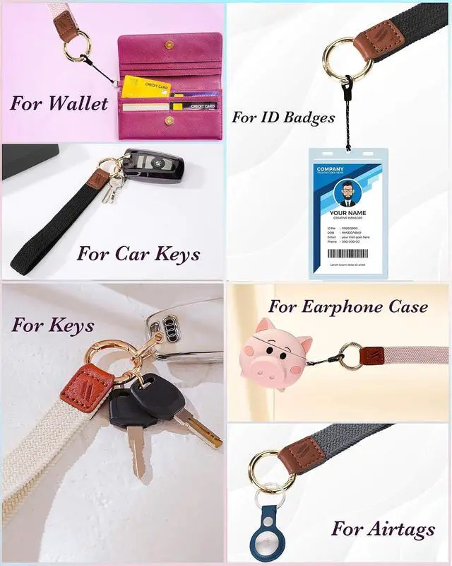 Alt view image 7 of 7 - WEESMILE Stretchy Wristlet Keychain Cute Wrist KeyChains for Women Car Key | Car Keychain for Keys, Elastic Wrist Strap, Breathable Woven, Anti-Lost D-Ring, Keyrings, Cute Key Chain for Women, Wallet