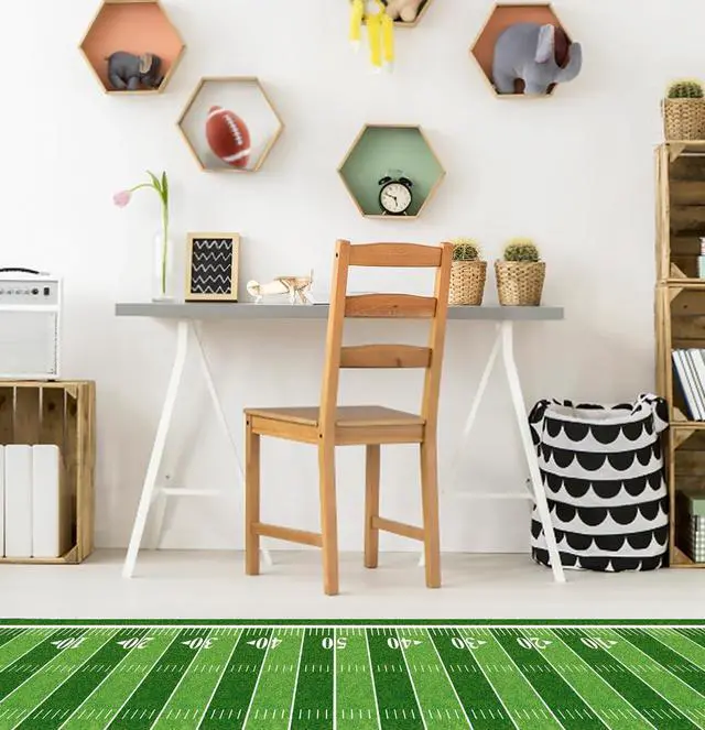 Alt view image 6 of 7 - 10 ft Football Field Floor Runner Football Party Decorations Long Football Runner Rugs for Game Day Birthday Party Supplies Football Table Runners