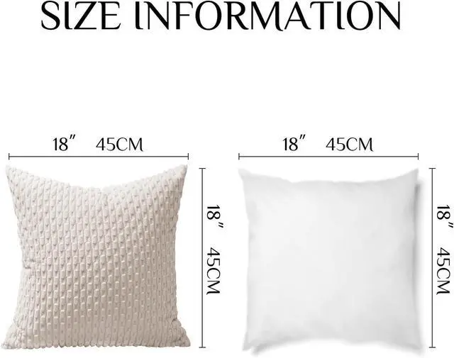 Alt view image 4 of 7 - Softalker Corduroy Decorative Throw Pillow Covers 18x18, Set of 2, Beige | Soft Boho Striped Pillow Cases, Couch Fluffy Cushion Covers for Farmhouse Home Decor Bed Living Room