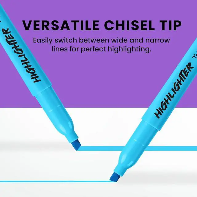 Alt view image 3 of 7 - Taja 30 Pack Highlighters, Assorted 6 Colors, Chisel Tip with No Bleed Ink | Highlighters with Smooth Broad & Precise Lines, Ideal for Journaling & Note Taking, Study Essentials and Office Supplies
