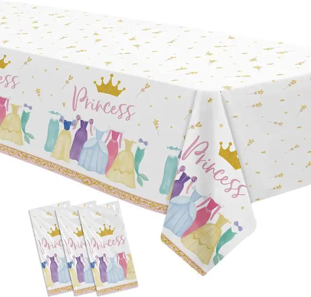 Main image of Princess Birthday Party Decorations Tablecloth, 3 Pack, 55 x 86in | Princess Party Decorations Supplies Table Cover for Birthday Baby Shower, Table Cloth