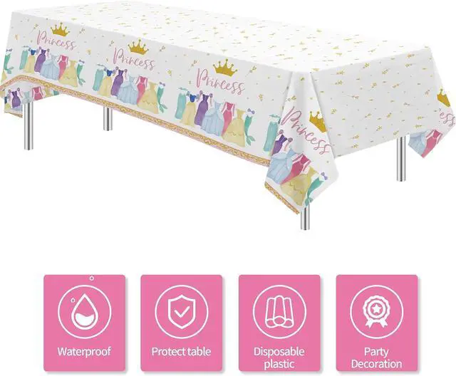 Alt view image 2 of 7 - Princess Birthday Party Decorations Tablecloth, 3 Pack, 55 x 86in | Princess Party Decorations Supplies Table Cover for Birthday Baby Shower, Table Cloth