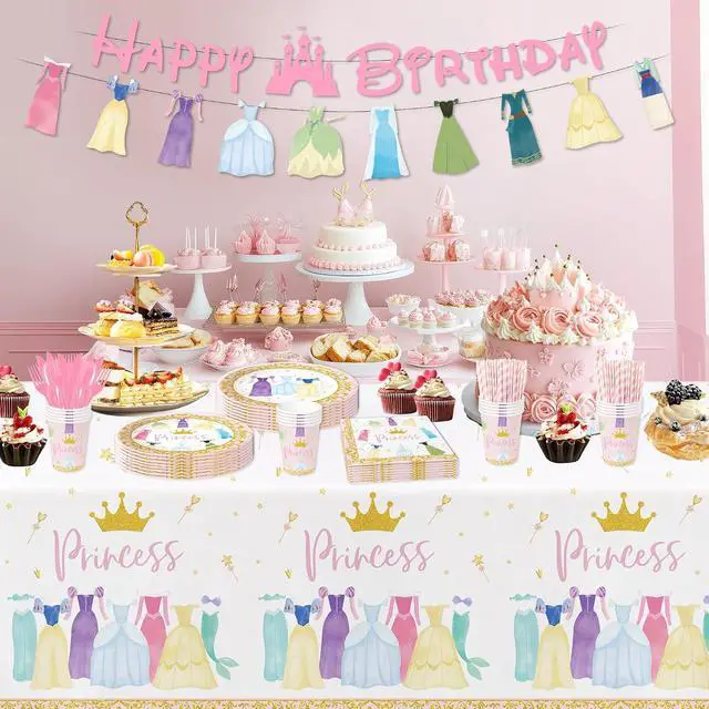 Alt view image 6 of 7 - Princess Birthday Party Decorations Tablecloth, 3 Pack, 55 x 86in | Princess Party Decorations Supplies Table Cover for Birthday Baby Shower, Table Cloth