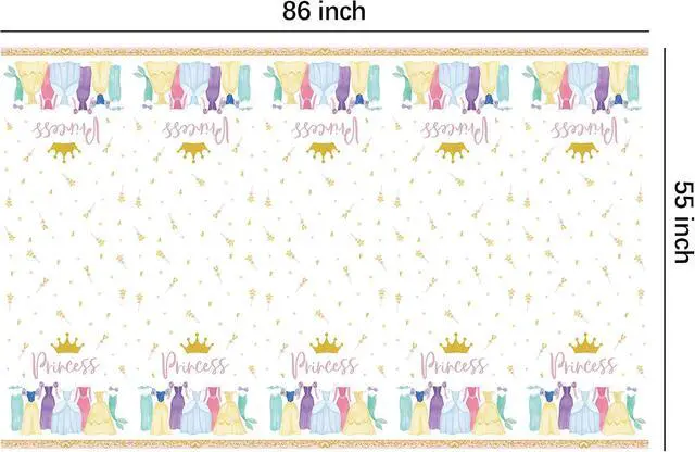 Alt view image 7 of 7 - Princess Birthday Party Decorations Tablecloth, 3 Pack, 55 x 86in | Princess Party Decorations Supplies Table Cover for Birthday Baby Shower, Table Cloth