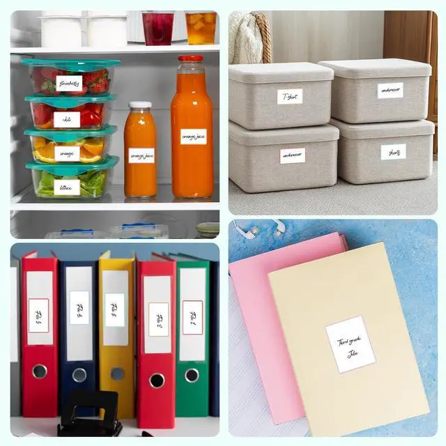 Alt view image 7 of 7 - Dry Erase Sticker Labels 60Pcs Reusable Dry Erase Notes Storage Bins Labels | Waterproof and Oil-Proof Removable Stickers for Food Containers Kitchen Classroom, 1.2In ×3In 2In×2.4In