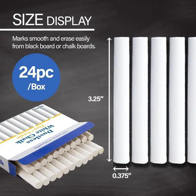 Alt view image 2 of 7 - BAZIC PRODUCTS Dustless White Chalk, 24 Ct Box | sticks of dustless white chalk for writing and drawing on chalkboards and blackboards