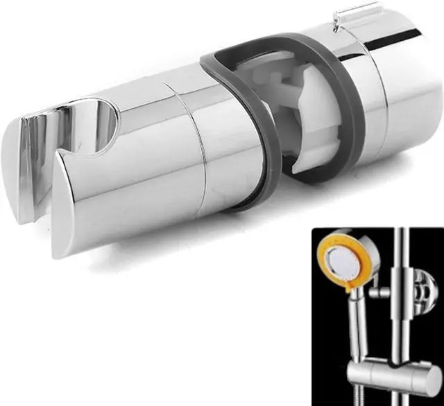 Main image of LiXiongBao Adjustable Shower Head Holder For Slide Bar,Universal 18-25MM O.D. Rail Head Bracket Holder for Slide Bar Slider Clamp Bathroom Replacement 360° Rotation Sprayer Holder,Plated
