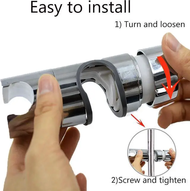 Alt view image 5 of 5 - LiXiongBao Adjustable Shower Head Holder For Slide Bar,Universal 18-25MM O.D. Rail Head Bracket Holder for Slide Bar Slider Clamp Bathroom Replacement 360° Rotation Sprayer Holder,Plated