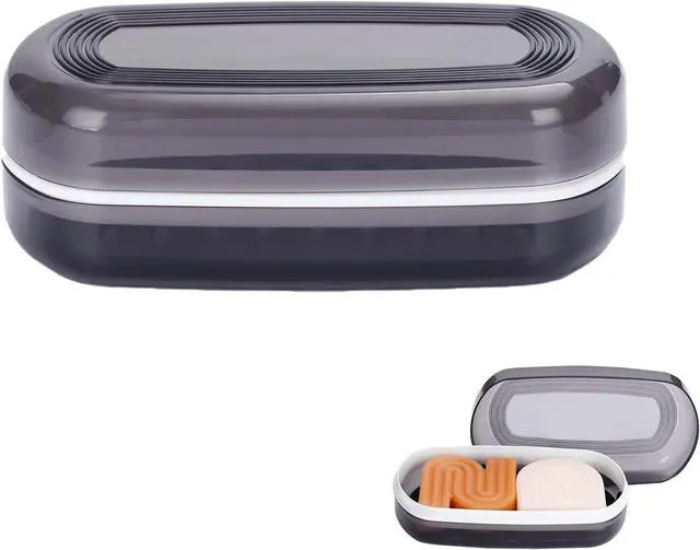Main image of Travel Case for Kitsch Shampoo bar, Shampoo Bar Holder, Travel Soap Container, Large Soap Box, Soap Dish with Draining Layer, Case for Bathroom (Black, 1 Pack)