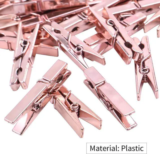Alt view image 3 of 7 - Mini Plastic Clips, 100 Pieces Rose Gold Photo Paper Pegs Clothespins Craft Clips for Hanging Pictures Clothes Paper Arts Crafts, Length : 3.5cm