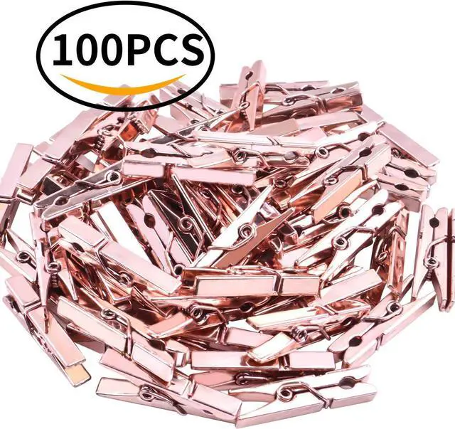 Alt view image 4 of 7 - Mini Plastic Clips, 100 Pieces Rose Gold Photo Paper Pegs Clothespins Craft Clips for Hanging Pictures Clothes Paper Arts Crafts, Length : 3.5cm