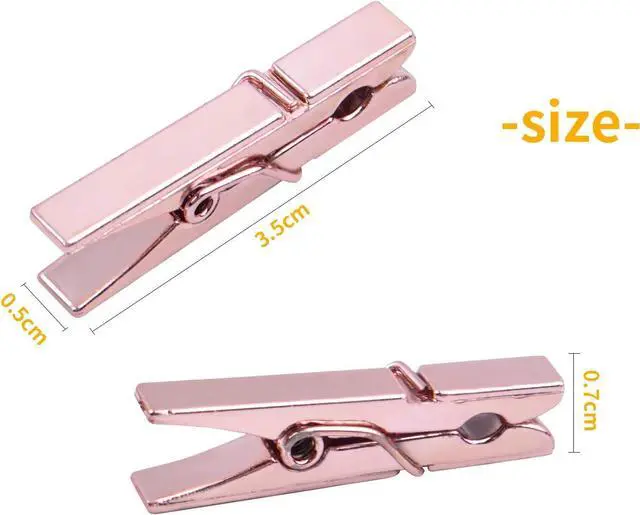 Alt view image 5 of 7 - Mini Plastic Clips, 100 Pieces Rose Gold Photo Paper Pegs Clothespins Craft Clips for Hanging Pictures Clothes Paper Arts Crafts, Length : 3.5cm