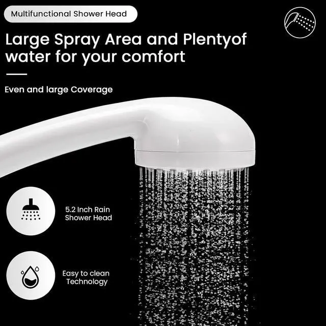 Alt view image 4 of 7 - Hand-held filtered shower head, simple pressurized shower head, large water output and fall resistance, suitable for home and outdoor (white)
