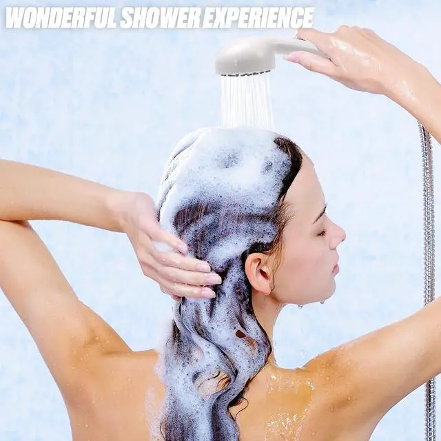 Alt view image 6 of 7 - Hand-held filtered shower head, simple pressurized shower head, large water output and fall resistance, suitable for home and outdoor (white)