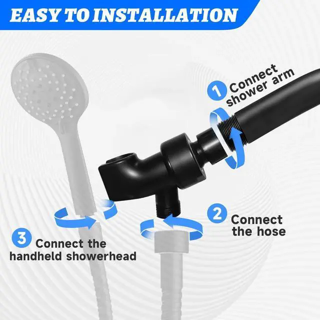 Alt view image 4 of 7 - Shower Arm Set Shower Head Holder Plastic Shower holder for Handheld Showerhead, with 6-inch Shower Arm Adjustable Brass and ABS Bracket with Brass Swivel Ball Joint(Black)