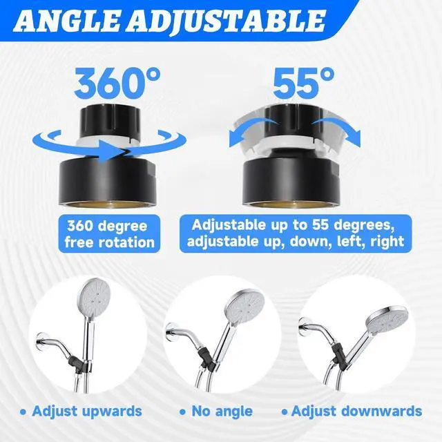 Alt view image 5 of 7 - Shower Arm Set Shower Head Holder Plastic Shower holder for Handheld Showerhead, with 6-inch Shower Arm Adjustable Brass and ABS Bracket with Brass Swivel Ball Joint(Black)
