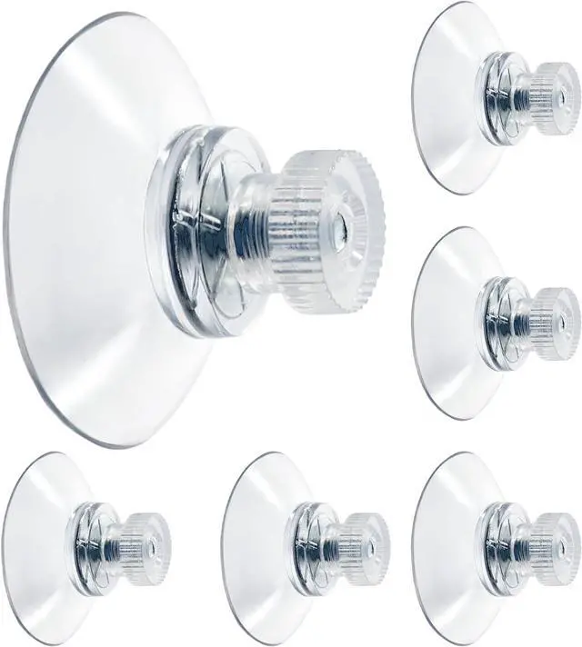 Main image of Biaungdo 6 Pack 32mm Suction Cups with Screws Nut | Clear PVC, Strong Sucker Pads Holder, For Window, Bathroom Wall, Car Shade, Home Decoration