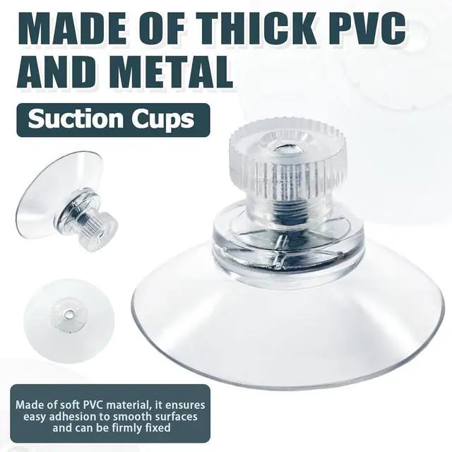 Alt view image 3 of 7 - Biaungdo 6 Pack 32mm Suction Cups with Screws Nut | Clear PVC, Strong Sucker Pads Holder, For Window, Bathroom Wall, Car Shade, Home Decoration