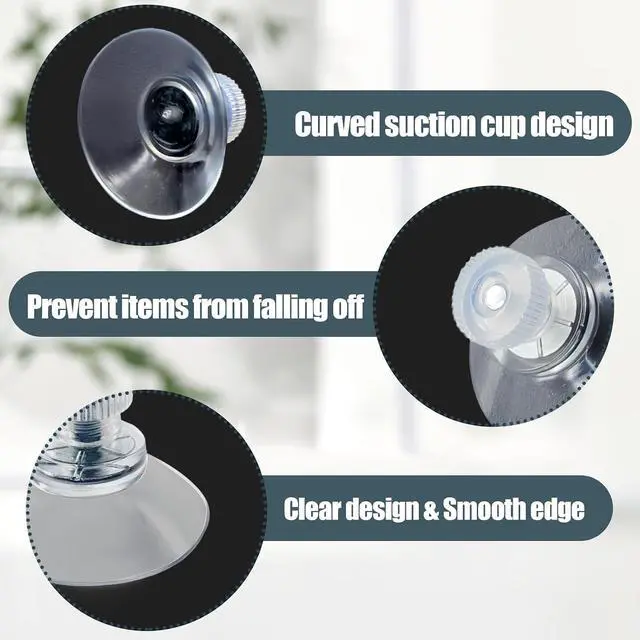 Alt view image 4 of 7 - Biaungdo 6 Pack 32mm Suction Cups with Screws Nut | Clear PVC, Strong Sucker Pads Holder, For Window, Bathroom Wall, Car Shade, Home Decoration