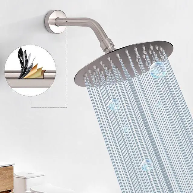 Alt view image 5 of 7 - Shower Arm with Flange and Teflon Tape, Wall Mounted Shower Pipe 304 Stainless Steel Extension Arm for Fixed Shower Head & Handheld (6 Inch, Brushed Nickel)