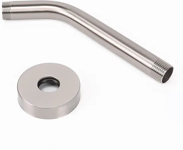 Alt view image 7 of 7 - Shower Arm with Flange and Teflon Tape, Wall Mounted Shower Pipe 304 Stainless Steel Extension Arm for Fixed Shower Head & Handheld (6 Inch, Brushed Nickel)