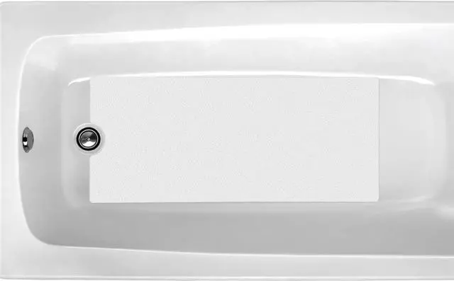 Main image of 16"x40" Matte White Self-Adhesive Vinyl Non Slip Bath Mat Safety Anti Skid Bathtub Placemat with Drain Cut Out Peel and Stick for Shower Floor Boat Area