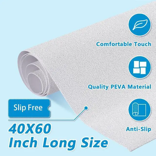 Alt view image 3 of 7 - 16"x40" Matte White Self-Adhesive Vinyl Non Slip Bath Mat Safety Anti Skid Bathtub Placemat with Drain Cut Out Peel and Stick for Shower Floor Boat Area