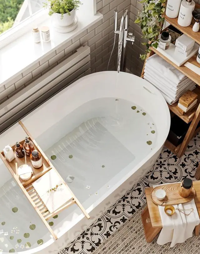 Alt view image 7 of 7 - 16"x40" Matte White Self-Adhesive Vinyl Non Slip Bath Mat Safety Anti Skid Bathtub Placemat with Drain Cut Out Peel and Stick for Shower Floor Boat Area