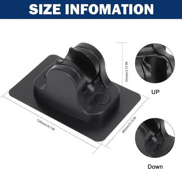 Alt view image 5 of 7 - NearMoon Self Adhesive Shower Head Holder-Adjustable Handheld Shower Holder NO Drilling Wall Mount Waterproof (1 Pack, Matte Black)