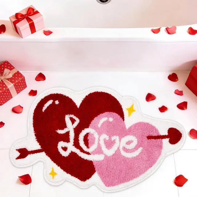 Main image of Bathroom Rug,Love Heart Bath Rug,Soft Absorbent Non-Slip Heart Rug for Bathroom,Home, Bedroom(32in x 20in)