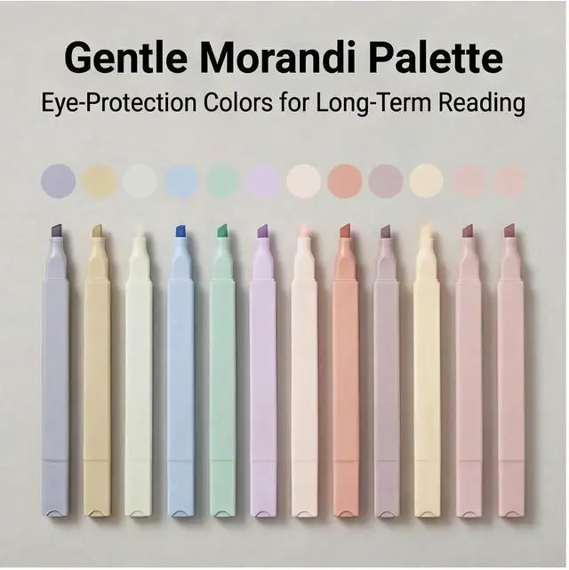 Alt view image 3 of 7 - konket 12Pcs Aesthetic Cute Highlighters Bible Pastel Highlighters and Pens no bleed Assorted Colors Double-ended design for Office journaling supplies