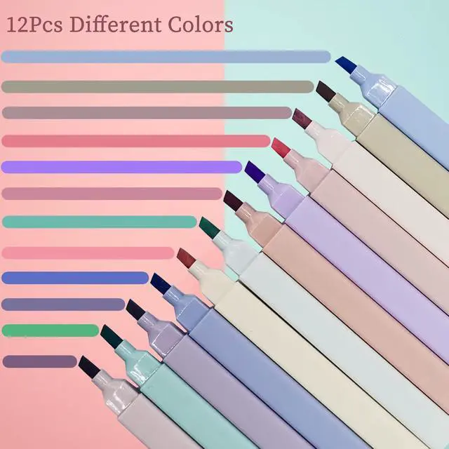 Alt view image 7 of 7 - konket 12Pcs Aesthetic Cute Highlighters Bible Pastel Highlighters and Pens no bleed Assorted Colors Double-ended design for Office journaling supplies