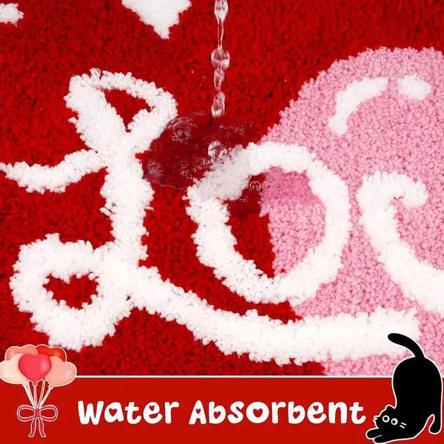 Alt view image 4 of 5 - Bathroom Rug,Love Heart Bath Rug,Soft Absorbent Non-Slip Heart Rug for Bathroom,Home, Bedroom(32in x 20in)