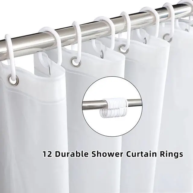 Alt view image 3 of 7 - White Extra Wide Shower Curtain Liner 72 x 84 inch Plastic Shower Liner Washable Inside Shower Curtain Liner PEVA Shower Curtains for Bathroom with Magnets and Rustproof Metal Grommet Holes