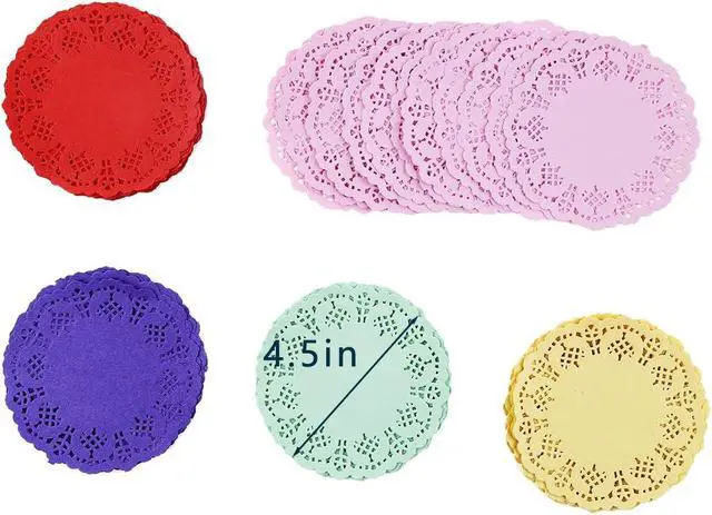 Alt view image 2 of 7 - CCINEE 100 Pieces Assorted Colors Floral Round Paper Doilies for Cakes, Desserts, Baked Treat Display, Ideal for Weddings, Formal Event Decoration, Tableware Decor Placemats 4.5 Inches in Diameter