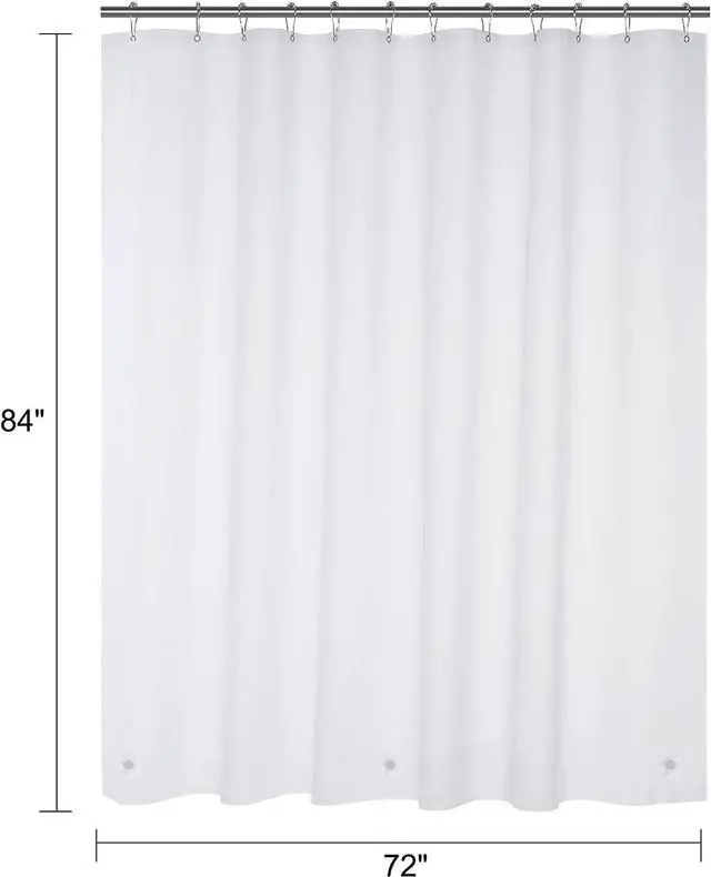 Alt view image 7 of 7 - White Extra Wide Shower Curtain Liner 72 x 84 inch Plastic Shower Liner Washable Inside Shower Curtain Liner PEVA Shower Curtains for Bathroom with Magnets and Rustproof Metal Grommet Holes