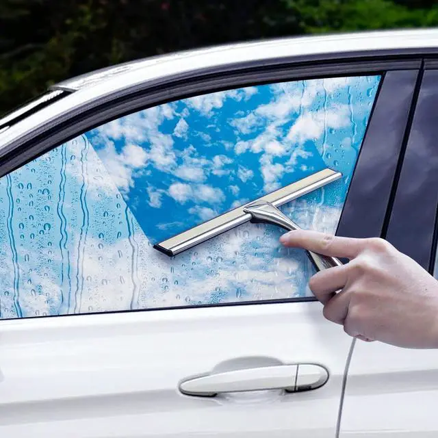 Alt view image 3 of 6 - 10-inch Stainless Steel Shower Squeegee for Glass Doors, Silver Squeegee for Shower Glass with Hook, Water Wiper, Bathroom Squeegee, Water Wiper for Tile Wall Car Mirror Door