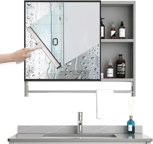 Alt view image 6 of 6 - 10-inch Stainless Steel Shower Squeegee for Glass Doors, Silver Squeegee for Shower Glass with Hook, Water Wiper, Bathroom Squeegee, Water Wiper for Tile Wall Car Mirror Door