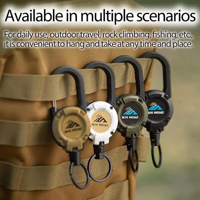 Alt view image 3 of 6 - Yojaro Retractable Keychain Heavy Duty, Multitool Carabiner Badge Holder, Retractable Keychain Clip Id Holder, Upgraded 58cm Stainless Steel Cord, Suitable for Men and Women Black