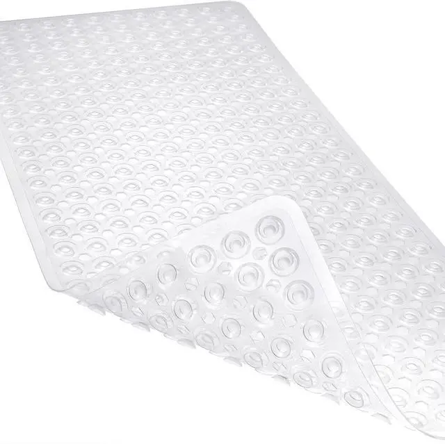 Main image of Non-Slip Bathtub and Shower Mats, Power Grip Bath Mat 35 x 16.3 Inch with Suction Cups and Drain Holes for Tub Bathroom Floor Safety, Machine Washable Soft Bathmat, Clear