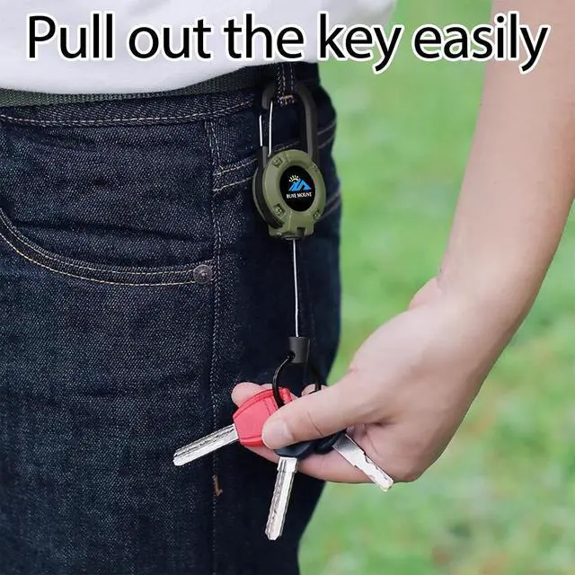 Alt view image 5 of 6 - Yojaro Retractable Keychain Heavy Duty, Multitool Carabiner Badge Holder, Retractable Keychain Clip Id Holder, Upgraded 58cm Stainless Steel Cord, Suitable for Men and Women Black