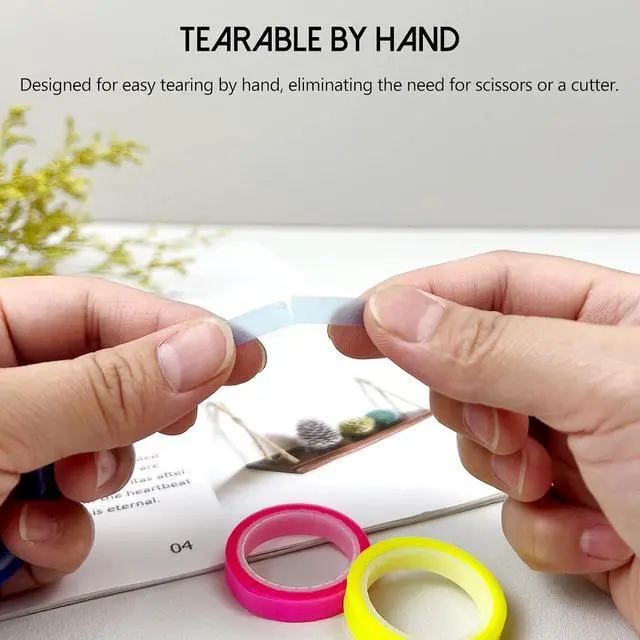Alt view image 5 of 7 - 5 Rolls Fluorescent Highlighter Tape Transparent Removable Neon Marking Sticker for Books, Notes & Labels Writable PET Annotation Strips for Study, Office & Home