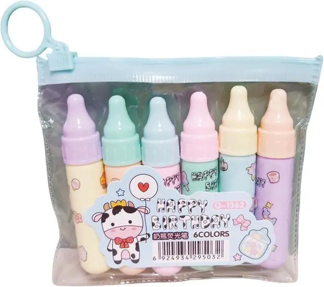 Main image of MOZXIRZ 6 Pcs Cute Cow Highlighters Pens Small Highlighter Markers Assorted Colors Highlighters Small Cartoon Highlighter Pens for Women Office Shcool Supplies (Cow)