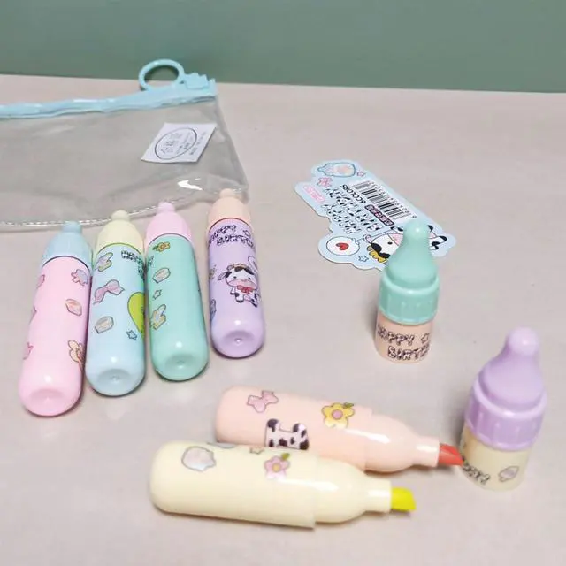 Alt view image 3 of 5 - MOZXIRZ 6 Pcs Cute Cow Highlighters Pens Small Highlighter Markers Assorted Colors Highlighters Small Cartoon Highlighter Pens for Women Office Shcool Supplies (Cow)